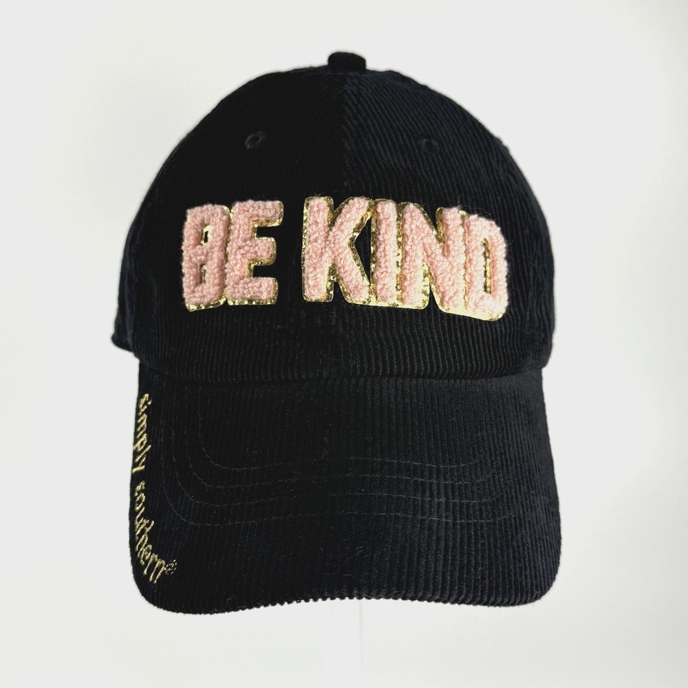 Simply Southern‎ Hat Cap Baseball Hat BE KIND Women's Corduroy Adjustable Black